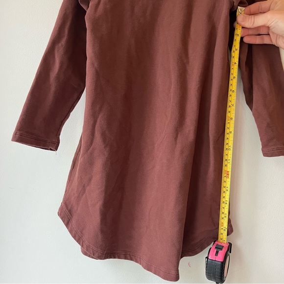 Sem Organic Cotton Ruffle Shoulder Dress 8Y Made in Canada Brown Long Sleeve - Picture 6 of 8